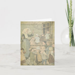 Tarjeta De Agradecimiento Reloj Antiguo de Escuela de Niños Victorianos Grac