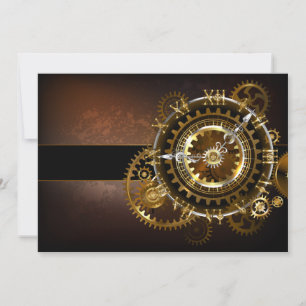 Tarjeta De Agradecimiento Reloj steampunk con engranajes antiguos