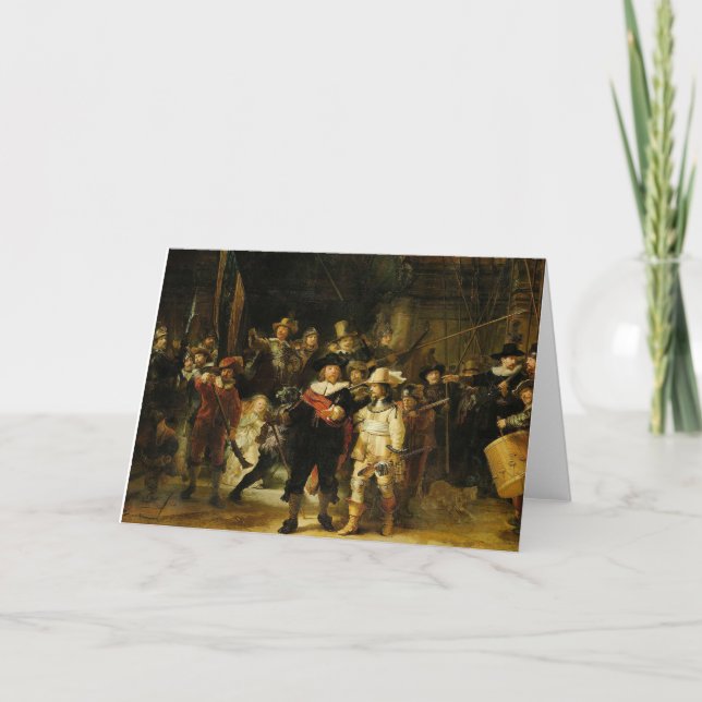 Tarjeta De Agradecimiento Rembrandt - El reloj nocturno (Anverso)