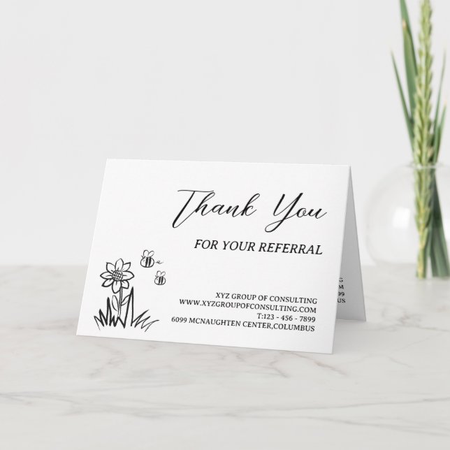 Tarjeta De Agradecimiento Remisión de cliente creativo en blanco y negro (Anverso)