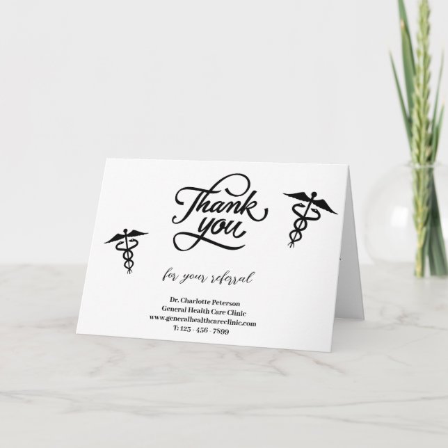 Tarjeta De Agradecimiento Remisión simple al paciente Médica (Anverso)