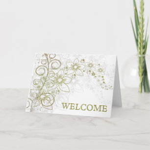 Tarjeta De Agradecimiento Remolino Verde con Flores de Bienvenida