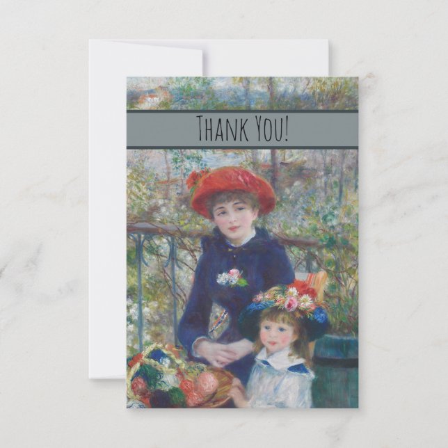 Tarjeta De Agradecimiento Renoir Dos Hermanas Terraza Impresionismo Francés (Anverso)