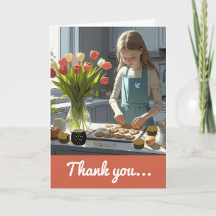 Tarjeta De Agradecimiento Repostera de galletas niña joven Gracias