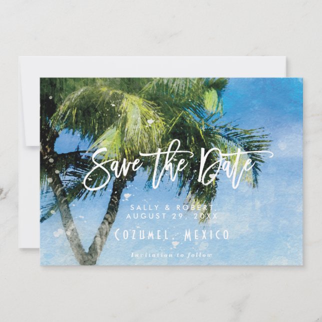 Tarjeta De Agradecimiento reserva tropical del boda del verano de la playa (Anverso)
