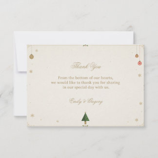 Tarjeta De Agradecimiento Resplandor Invernal Festivo Dorado Minimalista