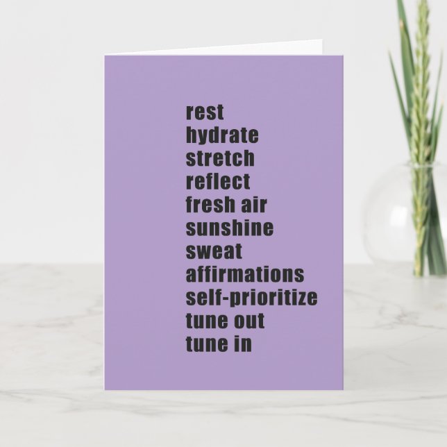 Tarjeta De Agradecimiento Rest Hydrate Stretch Refleja Sunshine Sweat (Anverso)
