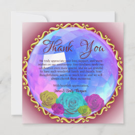 Tarjeta De Agradecimiento Resumen Aniversario del Boda de Crystal Floral Ros