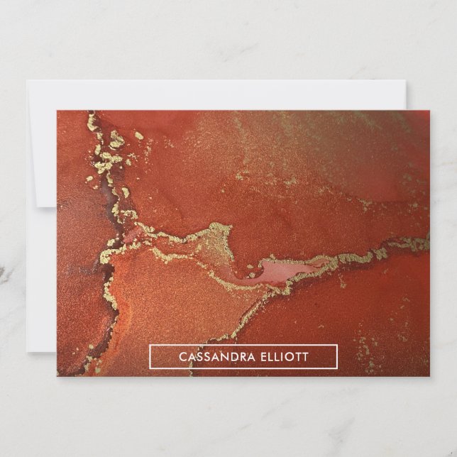 Tarjeta De Agradecimiento Resumen Arte Líquido De Tinta De Alcohol Brillante (Anverso)