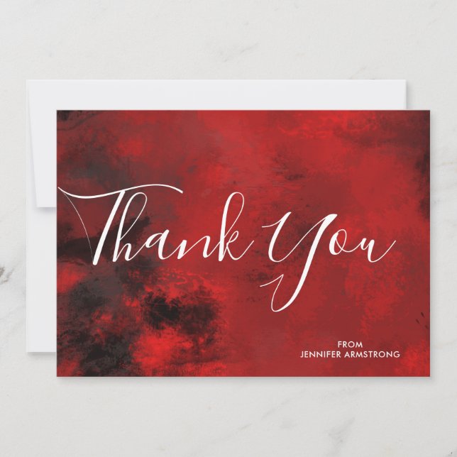 Tarjeta De Agradecimiento Resumen artístico moderno negro y rojo gracias (Anverso)