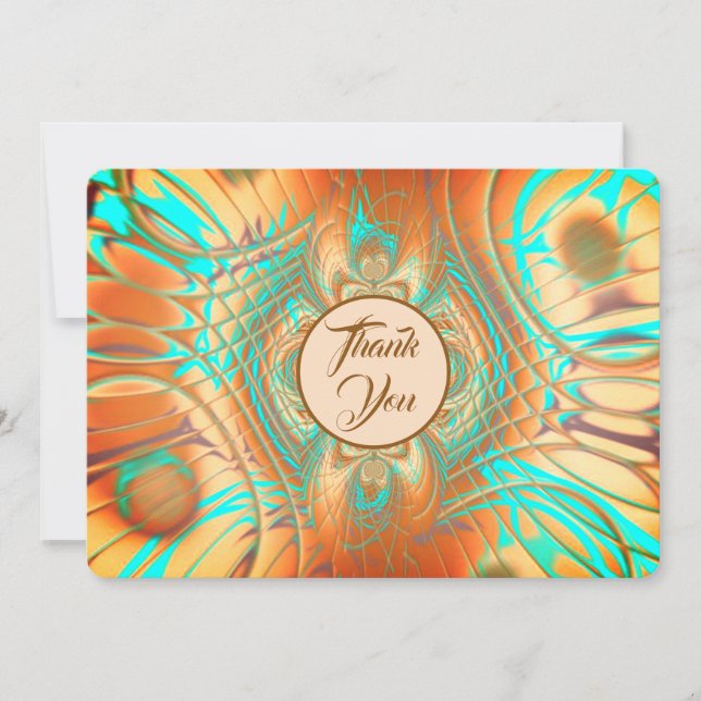 Tarjeta De Agradecimiento Resumen de Copper Bronze y Aqua (Anverso)