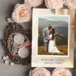 Tarjeta De Agradecimiento Resumen de oro | Boda elegante<br><div class="desc">Esta encantadora y moderna invitación a la boda presenta un elegante,  abstracto y falso fondo de oro con tu foto boda favorita en el centro. La caligrafía rápida clásica de la parte posterior de la tarjeta dice "gracias" y hay espacio para añadir tu propio mensaje personal.</div>