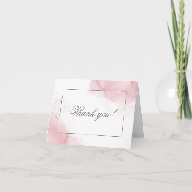 Tarjeta De Agradecimiento Resumen de Plata Rosa de la Boda Rubor (Anverso)