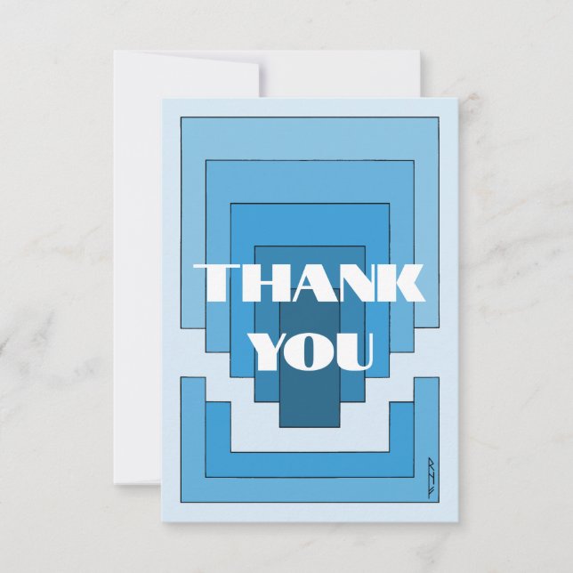 Tarjeta De Agradecimiento Resumen de Rectángulo en Azul (Anverso)