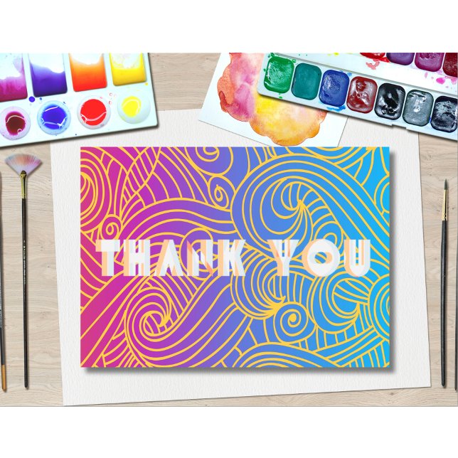 Tarjeta De Agradecimiento Resumen del patrón de rizo dibujado a mano (Subido por el creador)