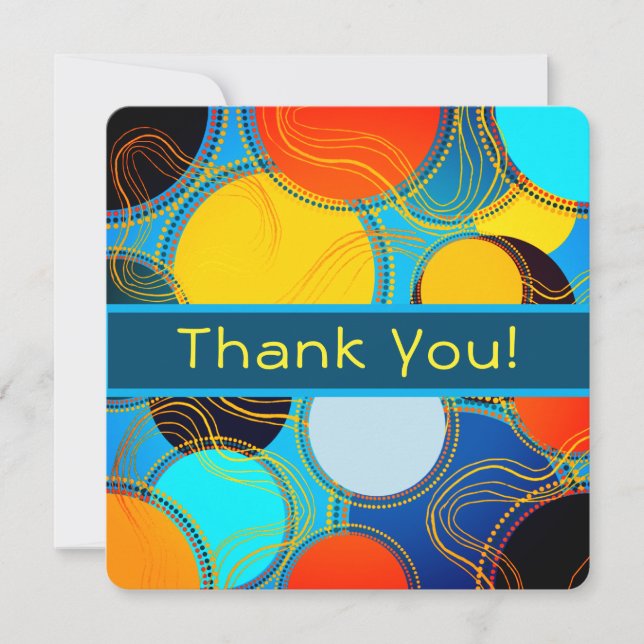 Tarjeta De Agradecimiento Resumen divertido retro colorido personalizar (Anverso)
