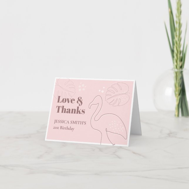 Tarjeta De Agradecimiento Resumen elegante que deja a Flamingle (Anverso)
