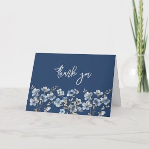 Tarjeta De Agradecimiento Resumen Floral Azul Floral Elegante Gracias Cartas