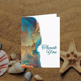 Tarjeta De Agradecimiento Resumen místico oro coral Verde azulado Gracias