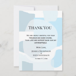 Tarjeta De Agradecimiento Resumen moderno Boda artístico Minimalista azul