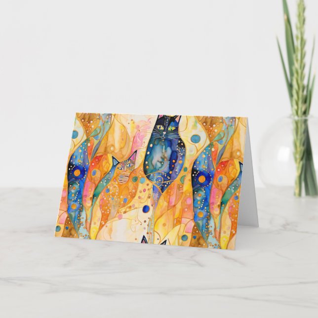 Tarjeta De Agradecimiento Resumen naranja gato (Anverso)