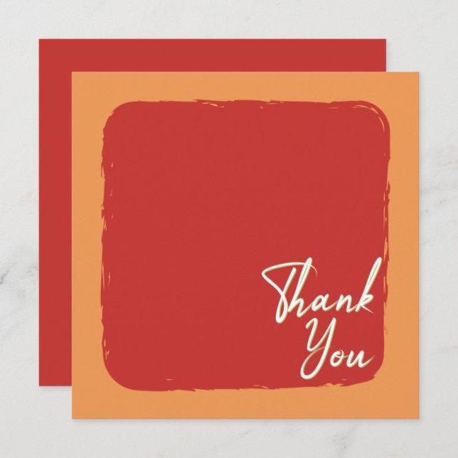 Tarjeta De Agradecimiento Resumen Naranja Texto rojo y blanco (Anverso / Reverso)