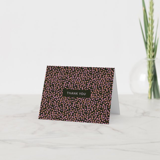 Tarjeta De Agradecimiento Resumen Punto negro rosa y Naranja moderno (Anverso)