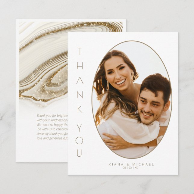 Tarjeta De Agradecimiento Resumen Purpurina Strata Boda Gracias Iv ID903 (Anverso / Reverso)