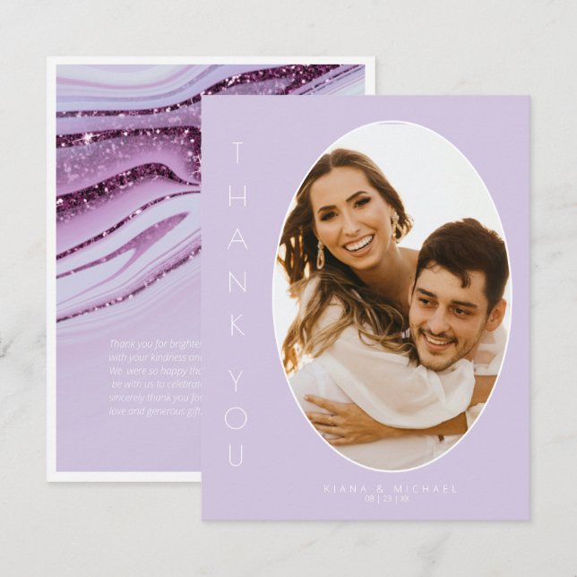 Tarjeta De Agradecimiento Resumen Purpurina Strata Boda Gracias Lc ID903 (Anverso / Reverso)