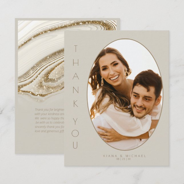Tarjeta De Agradecimiento Resumen Purpurina Strata Boda Gracias St ID903 (Anverso / Reverso)