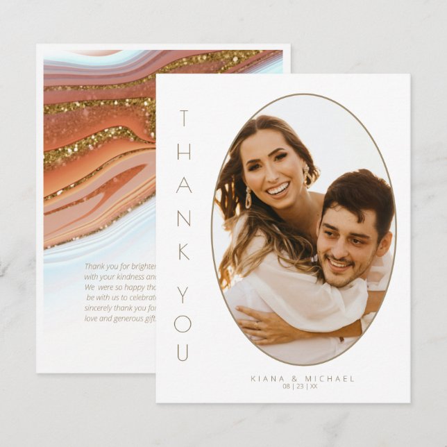 Tarjeta De Agradecimiento Resumen Purpurina Strata Boda Gracias SW ID903 (Anverso / Reverso)