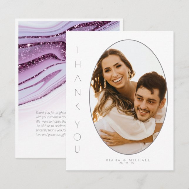 Tarjeta De Agradecimiento Resumen Purpurina Strata Boda Gracias Wt ID903 (Anverso / Reverso)