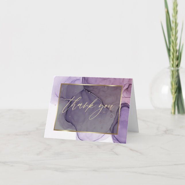 Tarjeta De Agradecimiento Resumen Rosa de tinta de alcohol Pluma rosa Gracia (Anverso)