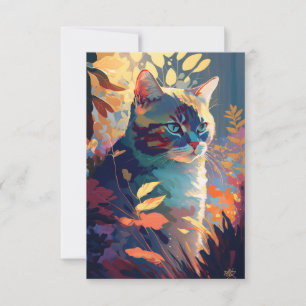 Tarjeta De Agradecimiento Retrato animal de gato Pintura de vida silvestre a