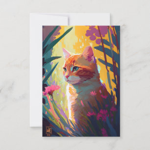 Tarjeta De Agradecimiento Retrato animal de gato Pintura de vida silvestre a