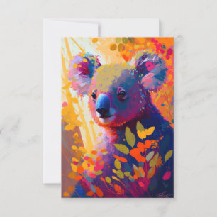 Tarjeta De Agradecimiento Retrato animal de Koala Pintando vida silvestre al