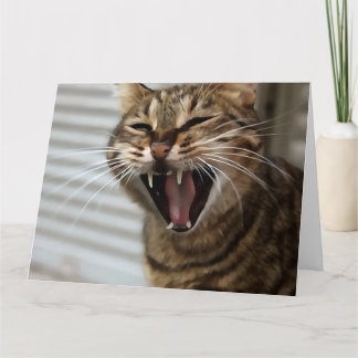 Tarjeta De Agradecimiento Retrato artístico del bostezo del gato de Tabby