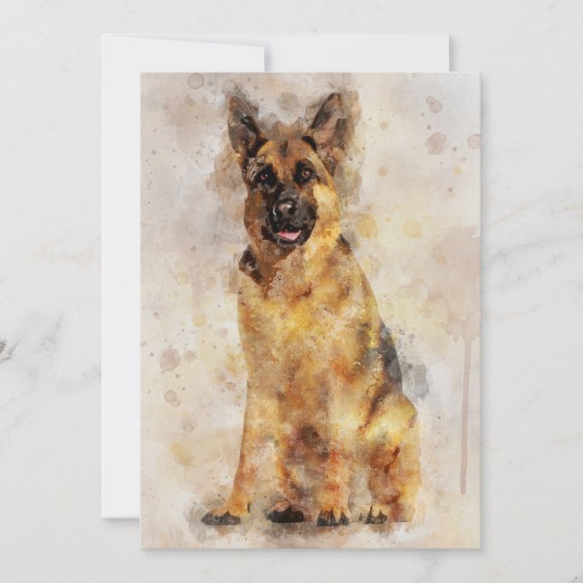Tarjeta De Agradecimiento Retrato de acuarela de perro pastor alemán 03 (Anverso)