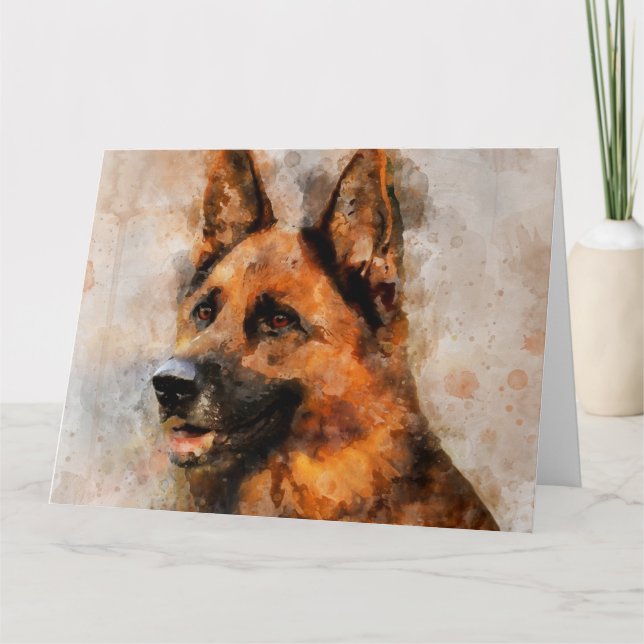 Tarjeta De Agradecimiento Retrato de acuarela de perro pastor alemán 04 (Anverso)