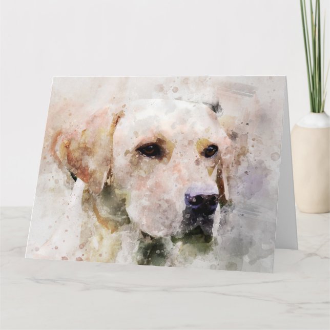 Tarjeta De Agradecimiento Retrato de acuarela de perro recuperador de labrad (Anverso)