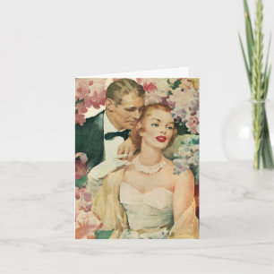 Tarjeta De Agradecimiento Retrato de boda vintage, novia y novio retro