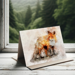 Tarjeta De Agradecimiento Retrato de color rojo Fox 04