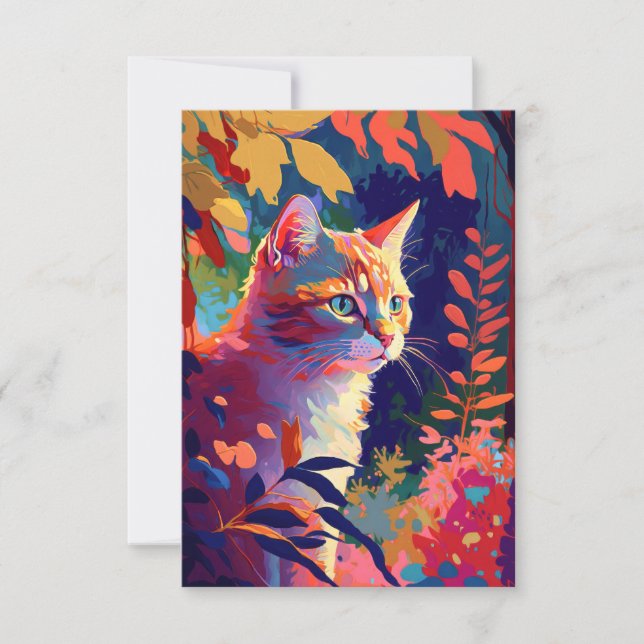 Tarjeta De Agradecimiento Retrato de gato pintura de animales arte de vida s (Anverso)