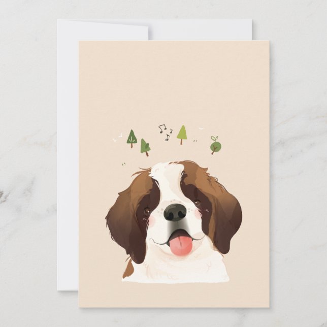 Tarjeta De Agradecimiento Retrato de Ilustracion de perro Mascota de St. Ber (Anverso)