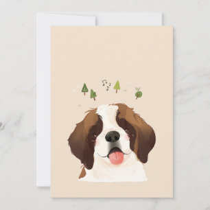 Tarjeta De Agradecimiento Retrato de Ilustracion de perro Mascota de St. Ber