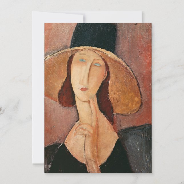 Tarjeta De Agradecimiento Retrato de Jeanne Hebuterne en un gran gorra (Anverso)