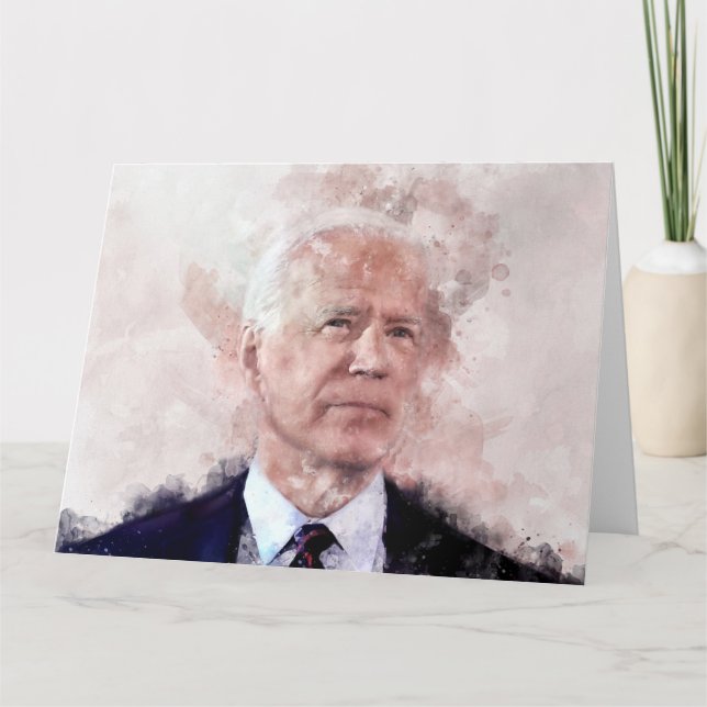 Tarjeta De Agradecimiento Retrato de Joe Biden en acuarela (Anverso)