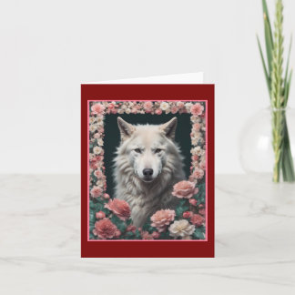 Tarjeta De Agradecimiento Retrato de lobo con flores