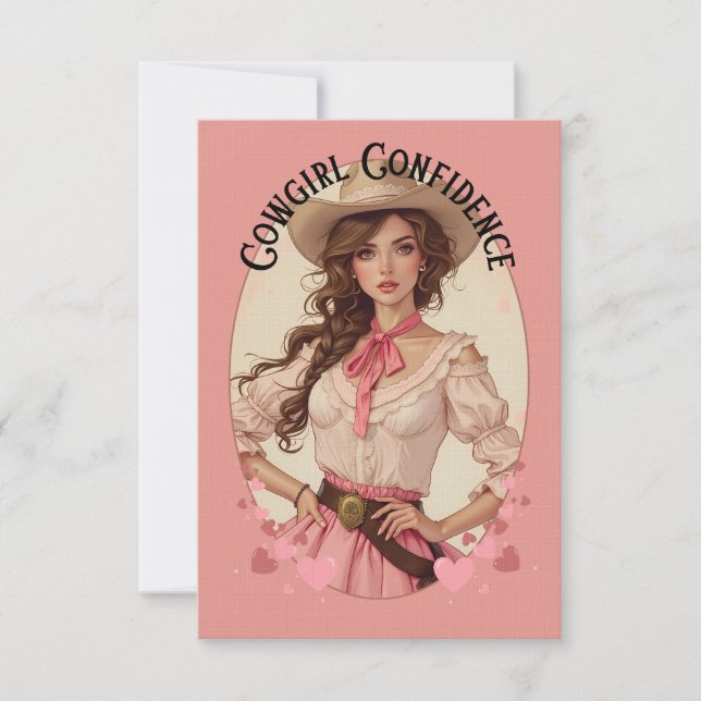 Tarjeta De Agradecimiento Retrato de moda occidental de Coquette Cowgirl (Anverso)