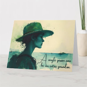 Tarjeta De Agradecimiento Retrato de mujer en acuarela vintage junto al mar